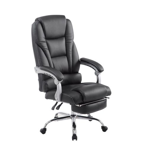 Fauteuil De Bureau Ergonomique Avec Repose-Pieds Extensible Synthétique Noir Bur10171