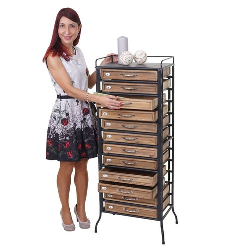 Placard De Pharmacien Hwc-A43, Commode, Bois Massif De Sapin, Vintage, Style Shabby 129x55x38cm
