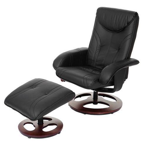 Fauteuil De Relaxation Oxford, Fauteuil De Télévision Avec Tabouret, Similicuir   Noir