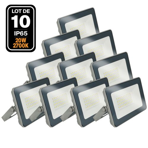 10 Projecteurs LED 20W ProLine Blanc chaud 3000K Haute Luminosité