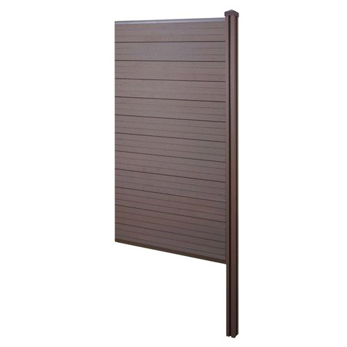 Brise-Vue En Wpc Sarthe, Clôture Brise-Vent, Poteaux En Wpc   Extension Étroite, 98cm Marron