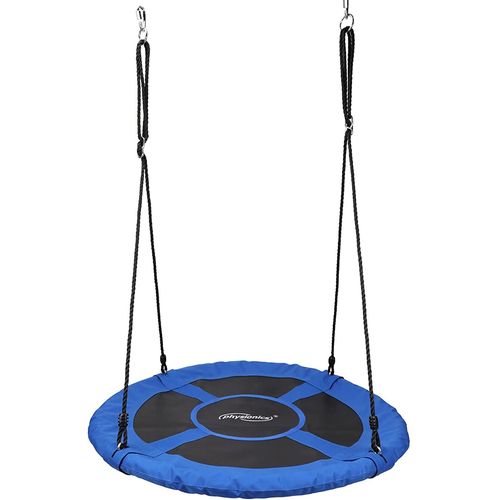 Balançoire Nid D'oiseau Ronde À Suspendre Robuste Charge Max 300kg Diamètre 100 Cm Cordes Réglables Extérieur Intérieur Balançoire Suspendue Pour Enfants Adultes Jardin Bleu Helloshop26 01_0000324