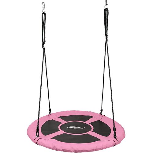 Balançoire Nid D'oiseau Ronde À Suspendre Robuste Charge Max 300 Kg Diamètre 100cm Cordes Réglables Extérieur Intérieur Rose Balançoire Suspendue Pour Enfants Adultes Jardin Helloshop26 01_0000325