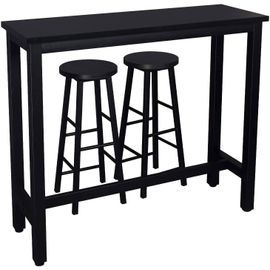 1x Table De Bar + 2 X Ensemble De Tabourets De Bar Structure En Métal Mdf Noir Helloshop26 19_0000035