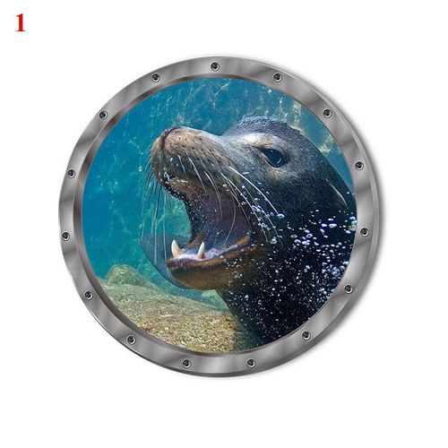 Autocollants Muraux En Pvc 3d, Fausses Fenêtres, Sous-Marin, Animaux, Sparadrap, Décorations Pour Chambres D'Enfants, Maison, Poisson Requin, Sparadrap Muraux