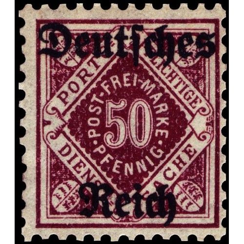 Allemagne, Ancien État De Wurtemberg 1920, Très Beau Timbre De Service Neuf** Luxe Yvert 134 De Wurtemberg, 50pf. Brun Lilas Surchargé "Deutsches Reich", Cote 25Ur.