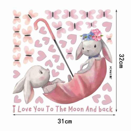 Autocollant Mural Lapin Rose Mignon, 32x31cm, Nouveau, Créatif, Pour Chambre D'Enfants, Salon, Chambre À Coucher, Décoration De Porte De Maison, Décor De Chambre, D5n5