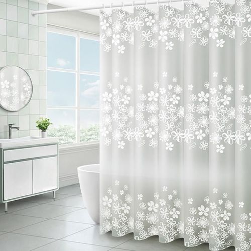 Rideau de Douche,Elégant PEVA Rideau de Douche avec Crochet en Plastique,180X 200cm,Lavables, Anti-moisissure et Antibactérien,pour Baignoire et Salle de Bains