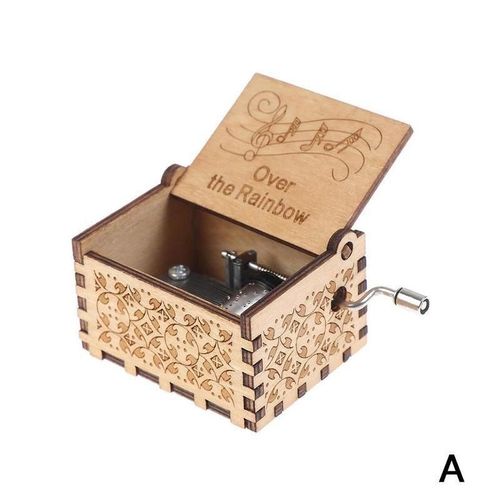 Mini Boîte À Musique En Bois Sculpté, Cadeaux De Noël, Arc-En-Ciel Pour Enfants, Boîte À Main, Note 18, Px2g9