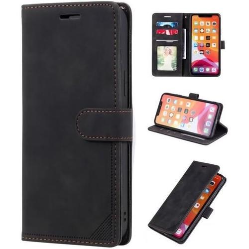 Compatible Avec Samsung Galaxy A5 2017 Etui Portefeuille Housse En Pu Cuir Avec Fentes Pour Cartes, Fonction De Support Magnétique Antichoc Rfid Blocage À Rabat Etui-Noir