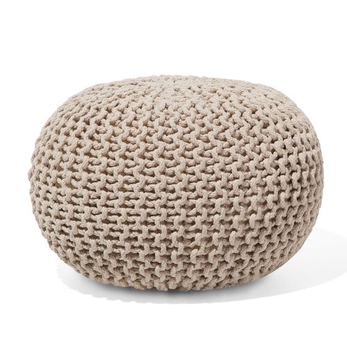 Pouf En Coton Beige 40 X 25 Cm Conrad