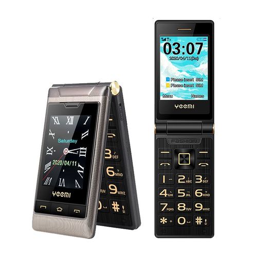 YEEMI G10-1 Double écran Flip téléphone grand clavier bluetooth SOS bouton 1800mAh lampe de poche 3G Noir