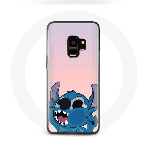 Coque Pour Samsung Galaxy S9 Plus Stitch Le Nez En L'air Fond Rose