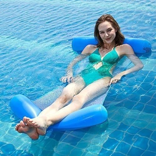 Multi Usage Flottantes Hamac, Flotteur Gonflable Piscine 4 -En-1flottant De Inclinable Flotteur Hamac Hamac D'eau Multi-Usage(Bleu)
