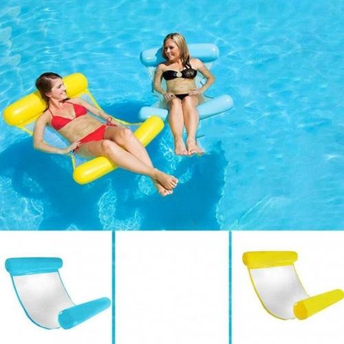 2pcs Multi Usage Flottantes Hamac, Flotteur Gonflable Piscine Flotteur Hamac Hamac D'eau Multi-Usage (Bleu+Jaune),Chaise De Lit Flottant Portable D'eau Pour Mer Plage Piscine