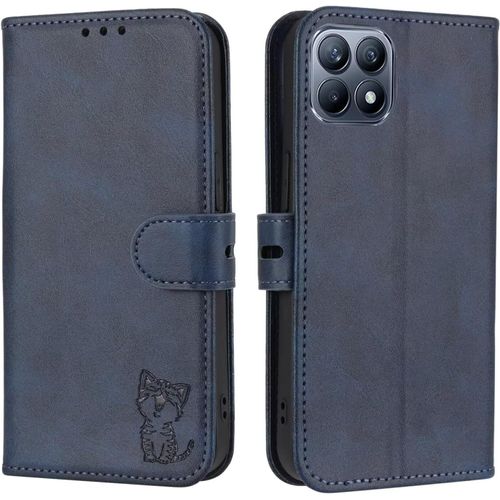 Compatible Con Coque Iphone 13 Pro En Cuir Portefeuille Etui Avec Fentes De Cartes, Fonction Support+Film De Protection D?Écran, Flip Case Housse-Bleu