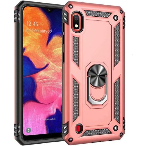 Coque Samsung Galaxy A10 Avec Aimant Anneau Support, 360° Double Couche Renforcée Défense Bumper Antichoc Armure Housse Etui Avec Protection Écran Pour Samsung Galaxy A10, Or Rose