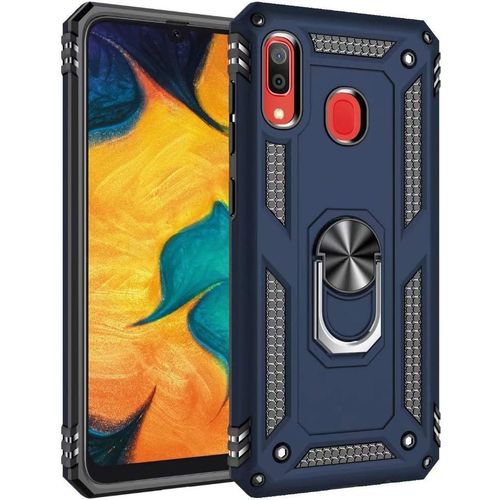 Coque Samsung Galaxy A20 Avec Aimant Anneau Support, 360° Double Couche Renforcée Défense Bumper Antichoc Armure Housse Etui Avec Protection Écran Pour Samsung Galaxy A20, Bleu