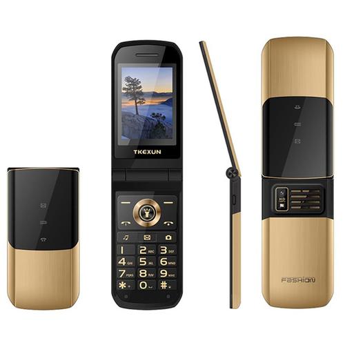 Téléphone à clapet NK2720 2G 2,6 pouces écran corps en métal 3800mAh lampe de poche double carte Or