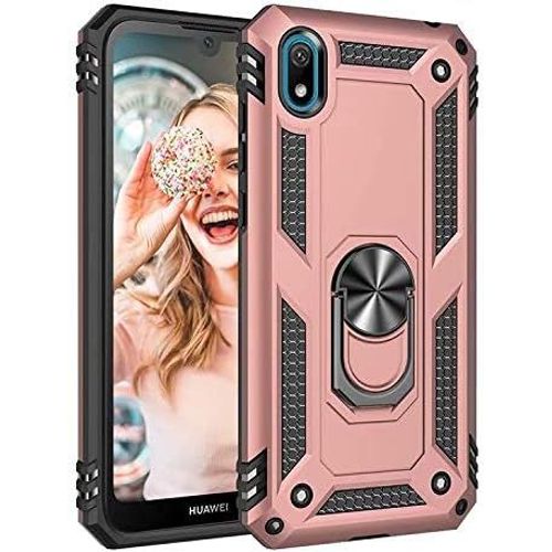 Coque Huawei Honor 8s Avec Aimant Anneau Support, 360° Double Couche Renforcée Défense Bumper Antichoc Armure Housse Etui Avec Protection Écran Pour Huawei Honor 8s, Or Rose