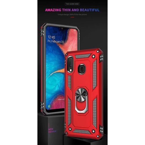 Coque Samsung Galaxy A20e Avec Aimant Anneau Support, 360° Double Couche Renforcée Défense Bumper Antichoc Armure Housse Etui Avec Protection Écran Pour Samsung Galaxy A20e, Rouge
