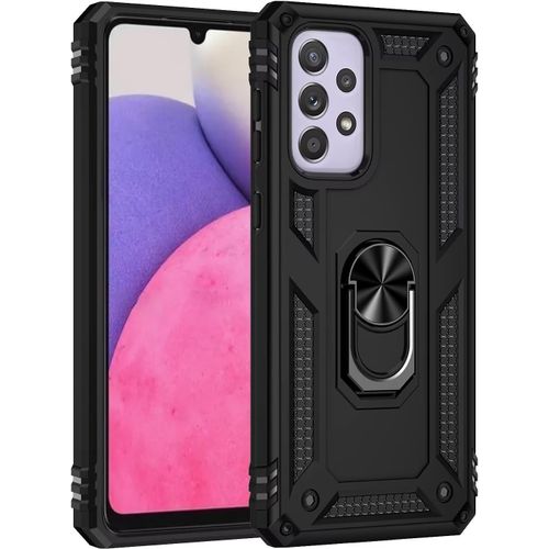 Compatible Avec Coque Samsung Galaxy A33 5g Avec Aimant Anneau Support, 360°Double Couche Renforcée Défense Bumper Antichoc Armure Housse Etui Avec Protection Écran-Noir