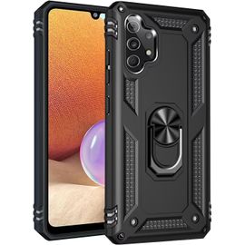 Compatible Avec Coque Samsung Galaxy A32 4g Avec Aimant Anneau Support, 360°Double Couche Renforcée Défense Bumper Antichoc Armure Housse Etui Avec Protection Écran-Noir