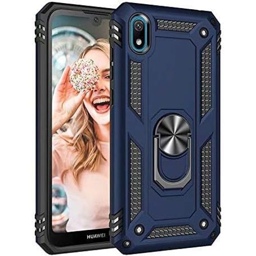 Coque Huawei Honor 8s Avec Aimant Anneau Support, 360° Double Couche Renforcée Défense Bumper Antichoc Armure Housse Etui Avec Protection Écran Pour Huawei Honor 8s, Bleu