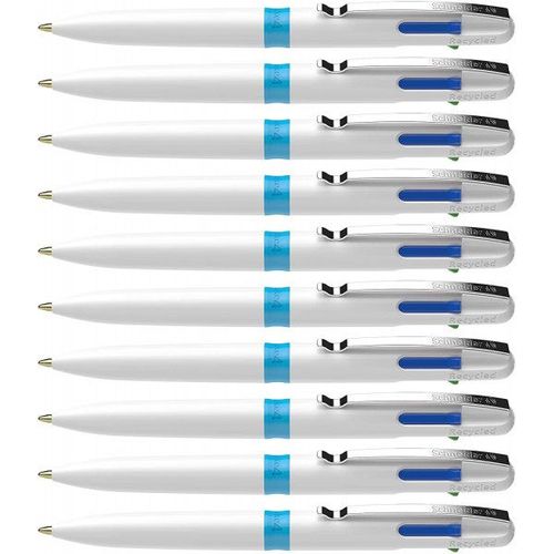 10 Stylos Bille 4 Couleurs - Pointe Moyenne - Take 4 - Schneider