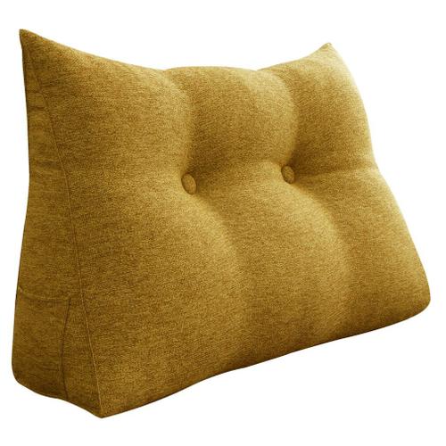 Vercart Coussin De Lecture, Oreiller Traversin Soutien Dorsal, Triangulaire Coussin À Coins, Gros Coussin Canapé, Coussin Tête De Lit Dossier, Oreiller De Repos Cale Dos En Lin Jaune 200cm