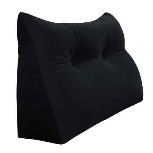 Vercart Coussin De Lecture Compensé, Triangulaire Coussin À Coins, Gros Coussin Canapé, Traversin Tête De Lit Support Arrière, Oreiller Cervical Dossier De Soutien Lombaire, Velours Noir 200cm