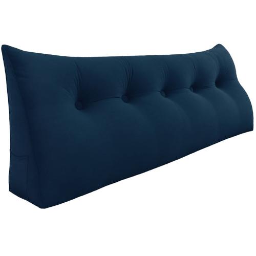 Vercart Coussin De Lecture Compensé, Triangulaire Coussin À Coins, Gros Coussin Canapé, Traversin Tête De Lit Support Arrière, Oreiller Cervical Dossier De Soutien Lombaire, Velours Bleu 200cm