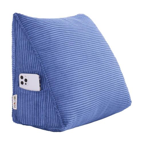 Vercart Coussin De Lecture Compensé, Triangulaire Coussin À Coins, Gros Coussin Canapé, Traversin Tête De Lit Support Arrière, Oreiller Cervical Dossier De Soutien Lombaire, Velours Côtelébleu 200cm