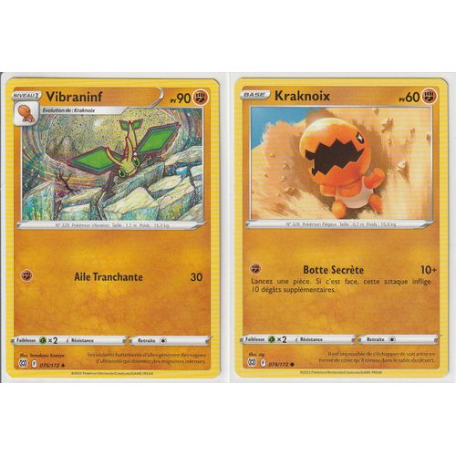 2 Cartes Pokemon - Vibraninf 075/172 + Kraknoix 074/172 - Épée Et Bouclier 9 - Stars Etincelantes - Eb9 - Vf