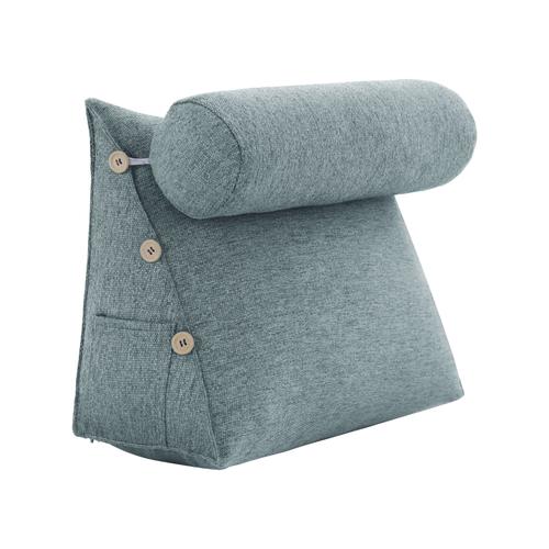 Vercart Coussin De Lecture Incliné Traversin De Dossier Repos De Tête De Lit Compensé Triangulaire Coussin À Coins Avec Polochon Support Lombaire Chevet Canapé Cale Nuque Soutien Dos En Lin Bleu 60cm