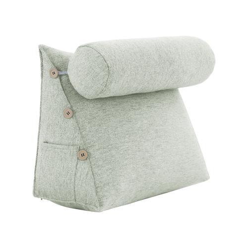 Vercart Coussin De Lecture Incliné Traversin De Dossier Repos De Tête De Lit Compensé Triangulaire Coussin À Coins Avec Polochon Support Lombaire Chevet Canapé Cale Nuque Soutien Dos En Lin Bleu 60cm