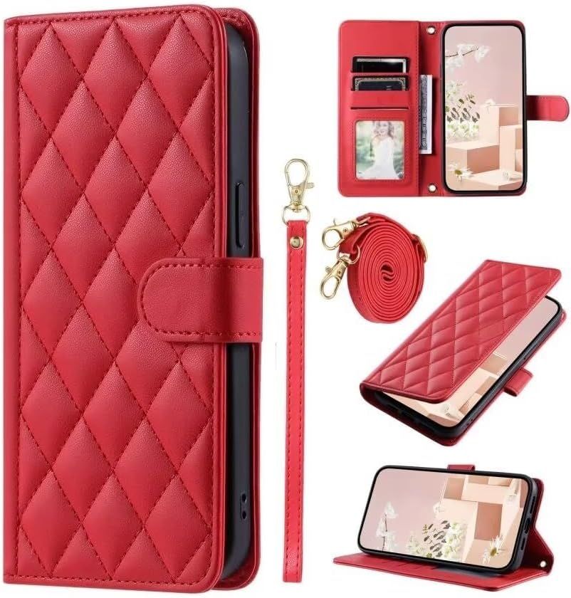 Compatible Avec Samsung Galaxy S23 Coque Cuir Portefeuille Etui Folio Magnetique Housse Stand Antichoc Avec Fentes De Cartes Support Fonction-Rouge