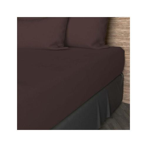 Drap Housse En Coton 57 Fils 90x200 Cm Uni Brun, Par Soleil D'ocre