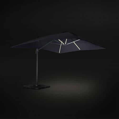 Parasol Déporté Solaire Led Rectangulaire 3x4m Haut De Gamme Luce Gris Parasol Excentré