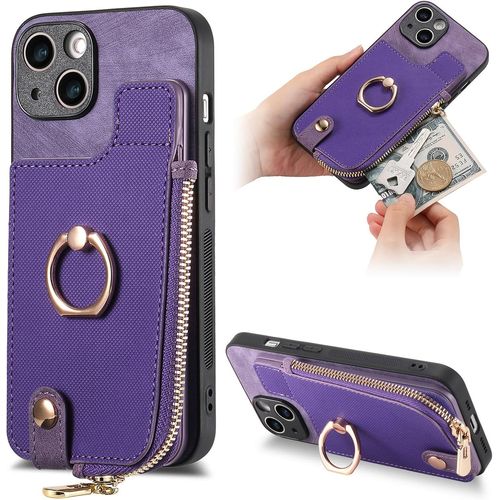 Fermeture Éclair Coque Pour Samsung Galaxy A33 5g - Étui Portefeuille Carte Fentes Arrière Poche Antichoc Rotatif Support Housse Protect Cover Pour Samsung Galaxy A33 5g [D8] -Purple