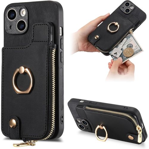 Fermeture Éclair Coque Pour Samsung Galaxy A33 5g - Étui Portefeuille Carte Fentes Arrière Poche Antichoc Rotatif Support Housse Protect Cover Pour Samsung Galaxy A33 5g [D8] -Black