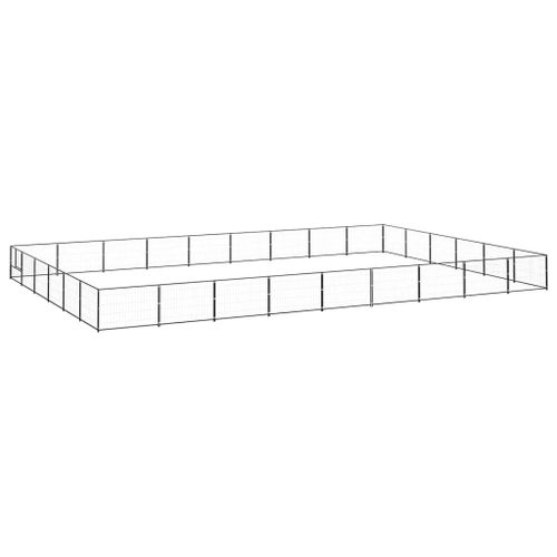 Chenil Extérieur Cage Enclos Parc Animaux Chien 54 M² Acier Noir Helloshop26 02_0000542