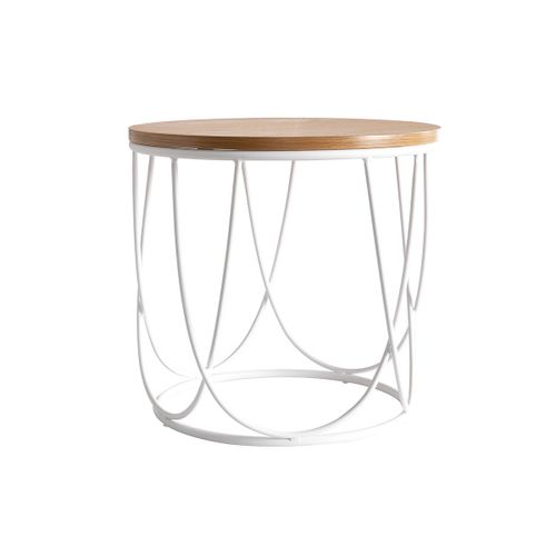 Table D'appoint Bois Et M?Tal Blanc D42 X H40 Cm Lace