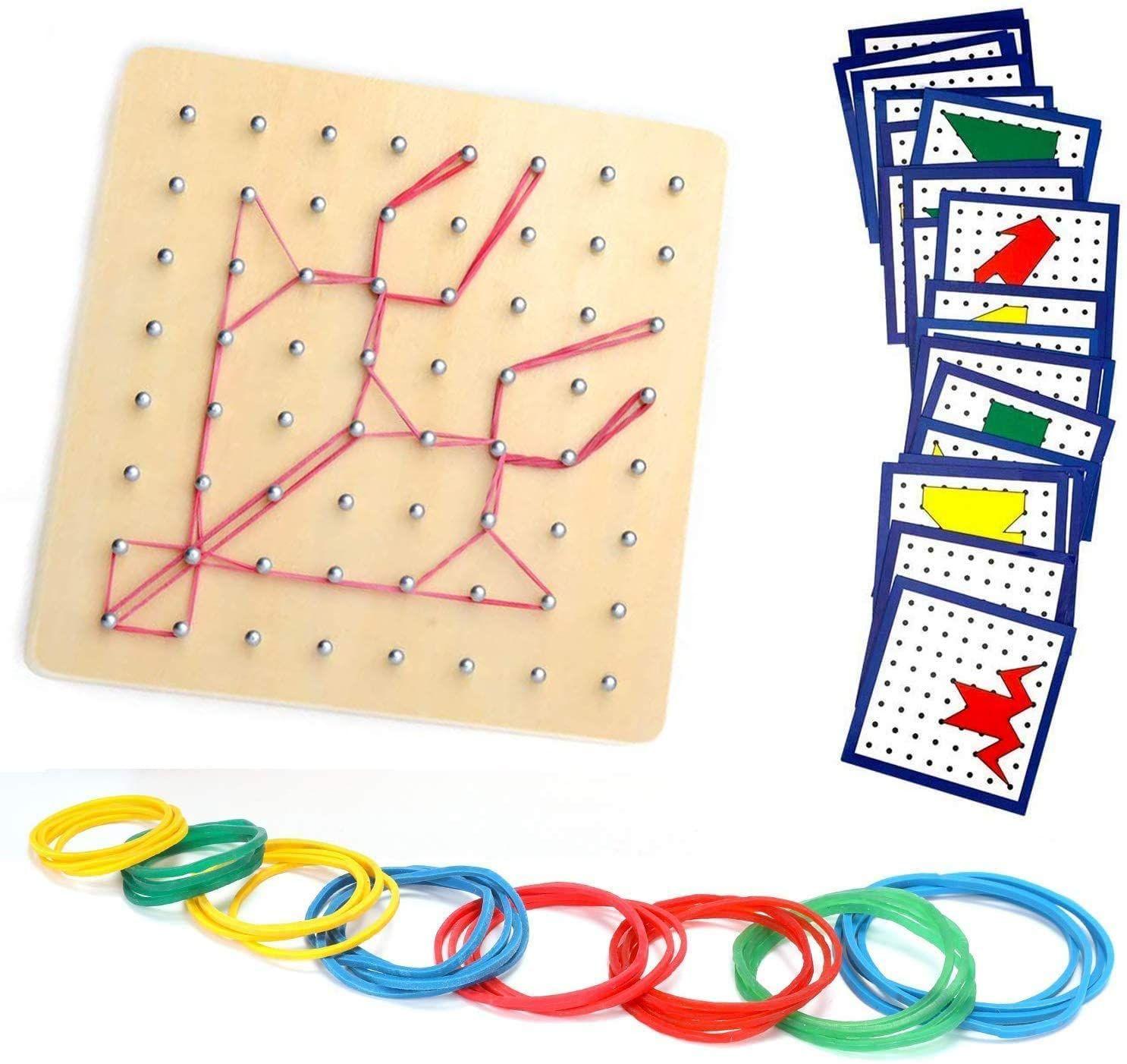 Géoplan en bois Set Geometry Board Montessori Jouets en bois pour enfants  et adultes, jouets éducatifs Puzzle de forme, inspirent l'imagination et la  créativité de l'enfant