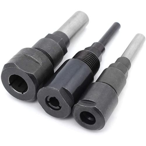 3Pcs Router Collet Extension Bit de routeur Extension de collet et rognage Découpage Machine de gravure Extender Porte-mandrin de travail du bois Fraise 1/4" / 1/2" /8mm Shank