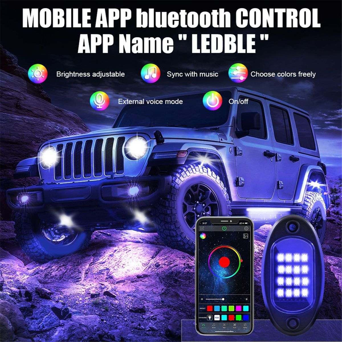 Kit De Lumires Rocheuses Led Rgb, 8 Dosettes, Non Multicol... - 7