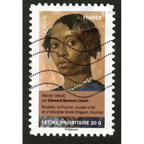 Timbre Oblitéré Mandy,Détail,Par Édouard Barnard Lintott,Roubaix,La Piscine,Musée D'art Et D'industrie,La Poste,France,Lettre Prioritaire 20g