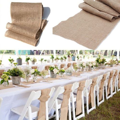 Chemin De Table Imitation Toile De Jute Naturelle, 30x275cm, Décoration Pour Mariage, Fête, Maison, Table À Thé