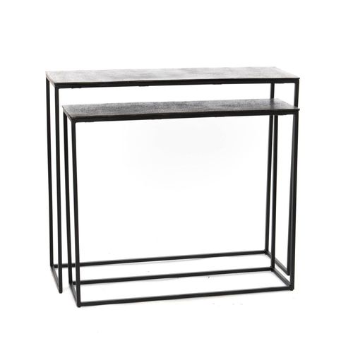 Set De 2 Consoles Silver 100x30x85 Cm En Fonte D'aluminium