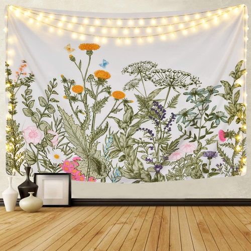 Decoration Chambre Decoration Chambre Femme Boheme Deco Tapisserie De Plantes Florales Vintage, Tapisserie De Fleurs Sauvages, Tenture Murale De Paysage Naturel Pour Salon Et Chambre À Coucher
